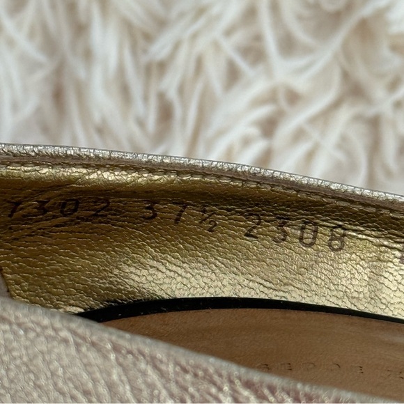 Giuseppe Zanotti Peep Toe Gold Black Patent leather Stiletto Pump SZ 37.5 B sexy - Picture 9 of 13